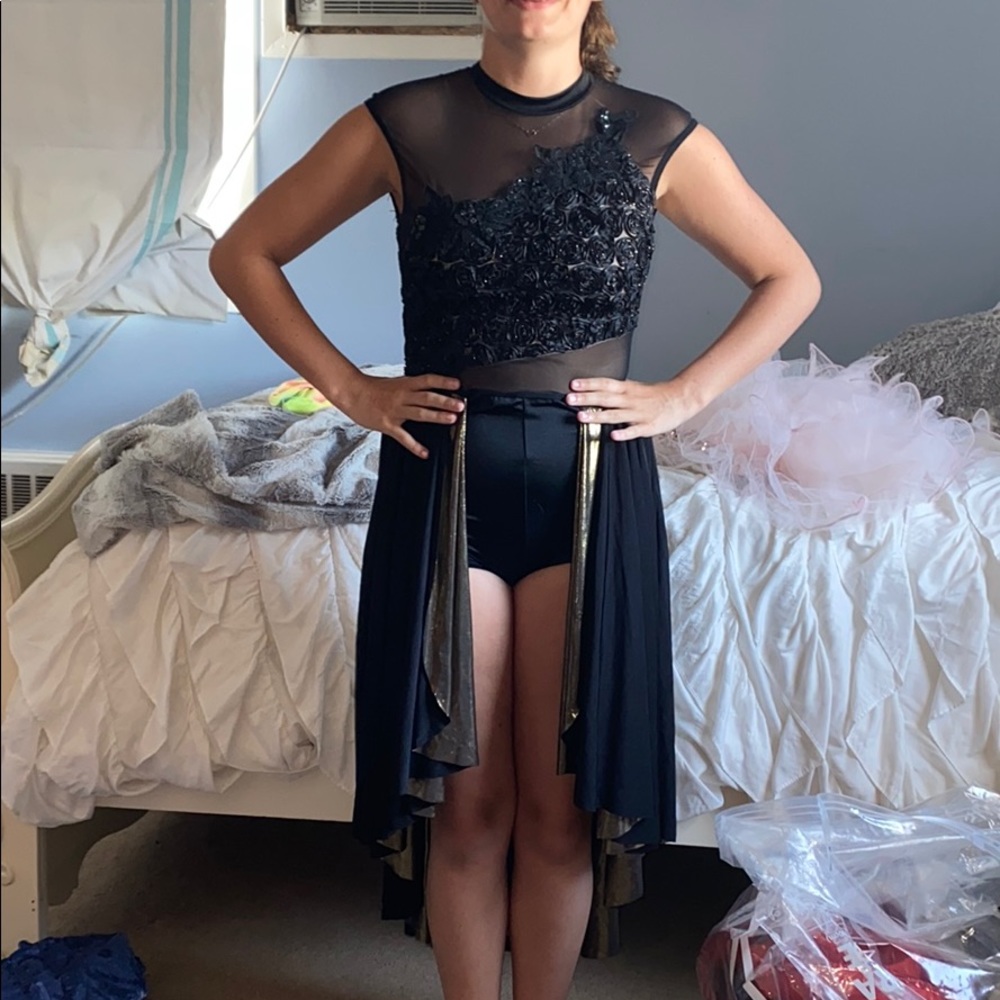 black and gold dance costume